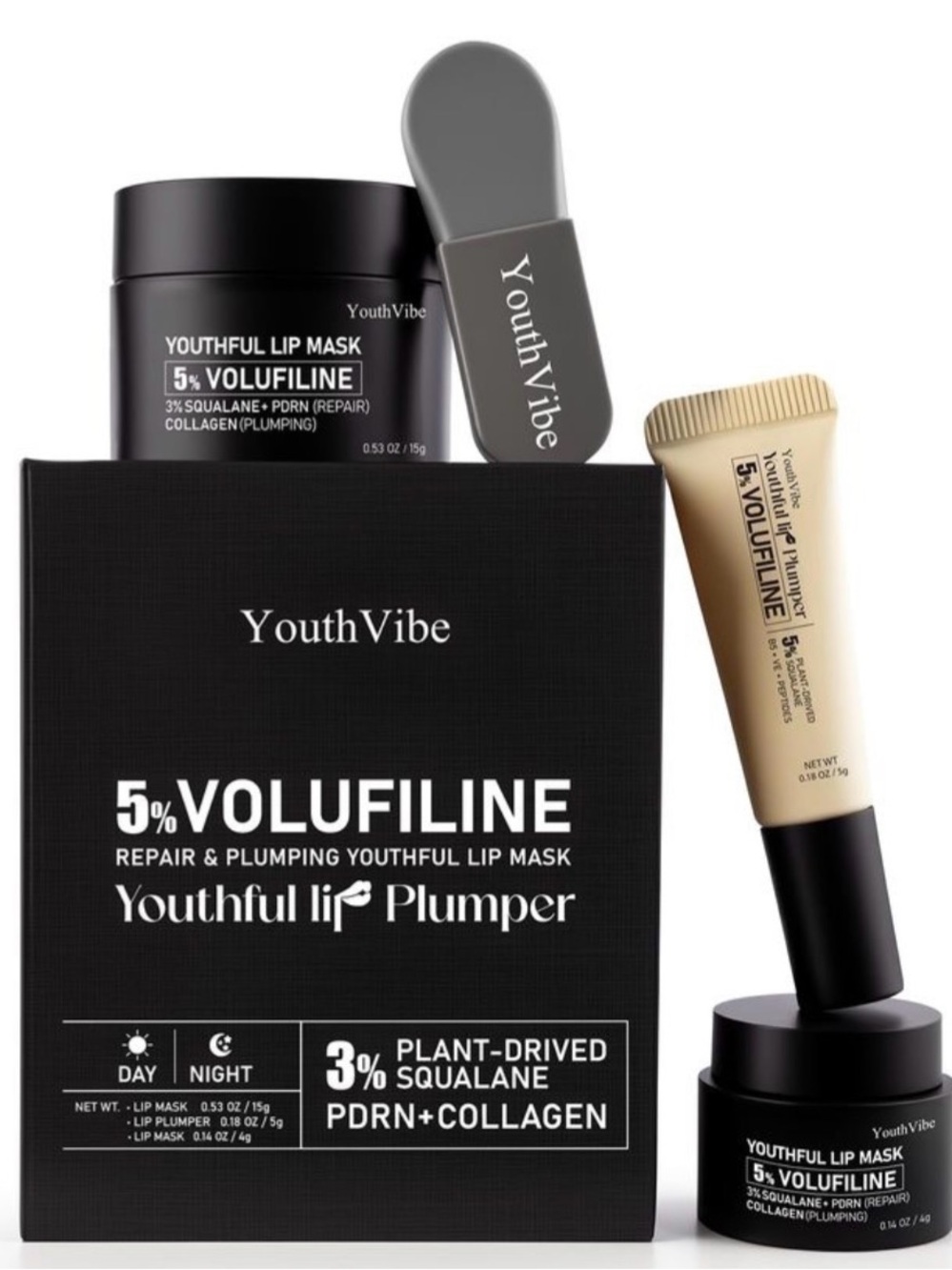 YouthVibe 5% Volufiline Lip Care Set | Lip Plumper & Overnight Lip Mask | NIB